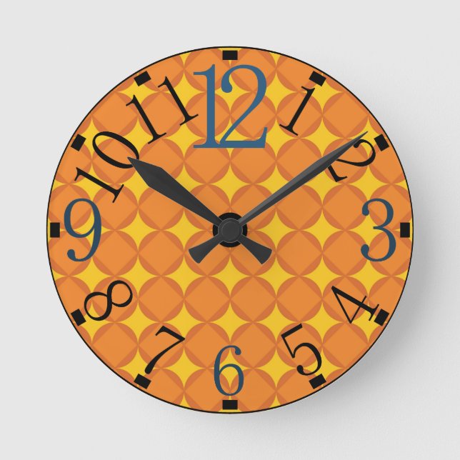The Orange 70's year styling circle Round Clock (Front)