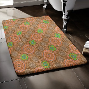 The Orange floral rainy scatter fibres textured Bath Mat