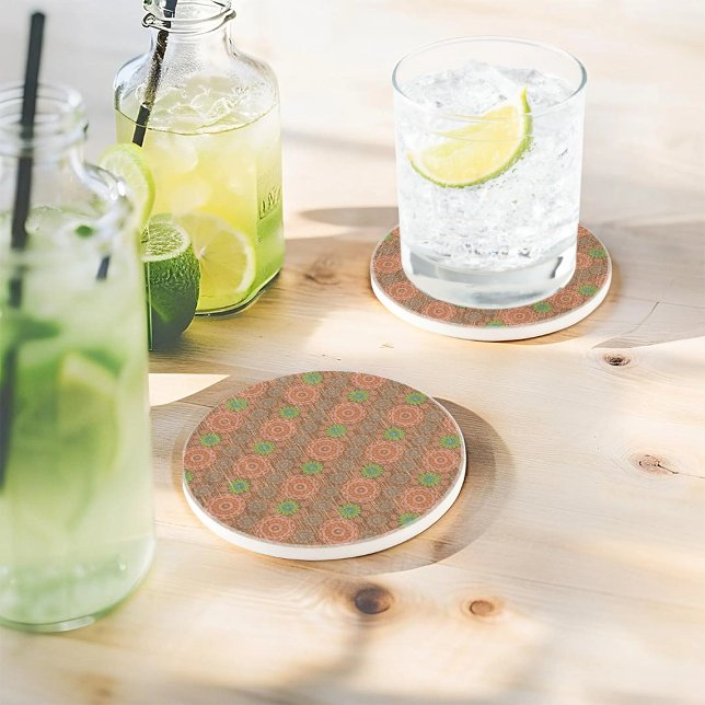 The Orange floral rainy scatter fibres textured Coaster (Creator Uploaded)