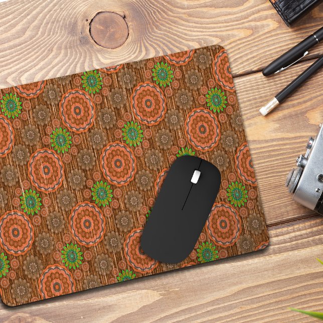 The Orange floral rainy scatter fibres textured Mouse Pad (Creator Uploaded)