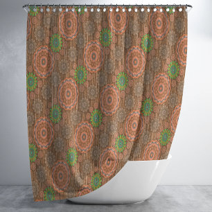 The Orange floral rainy scatter fibres textured  Shower Curtain
