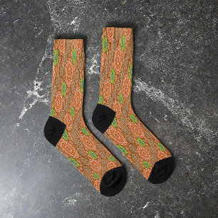 The Orange floral rainy scatter fibres textured Socks