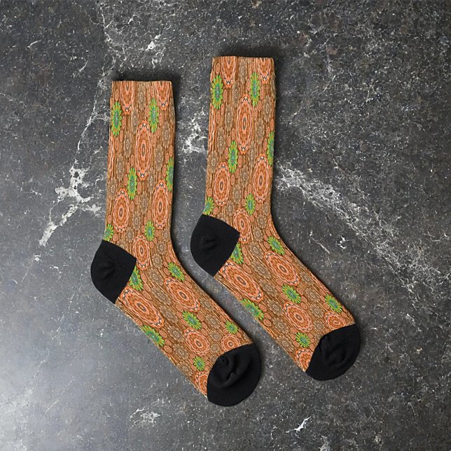 The Orange floral rainy scatter fibres textured Socks (Creator Uploaded)