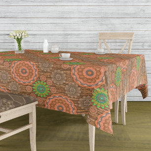 The Orange floral rainy scatter fibres textured Tablecloth