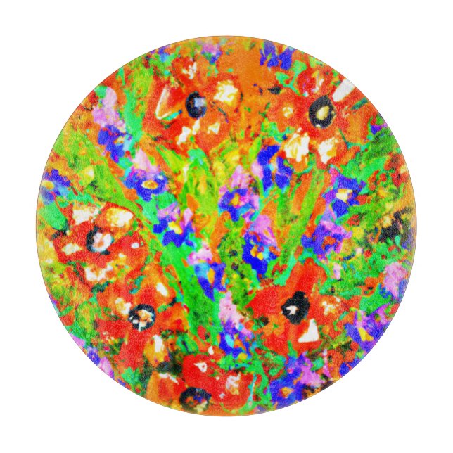 "The Orange Flowers" Cute Painting. Buy Now Cutting Board (Front)