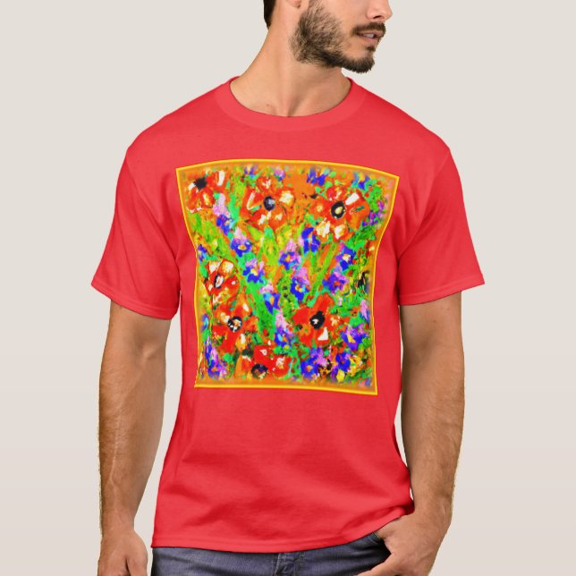 "The Orange Flowers" Cute Painting. Buy Now T-Shirt (Front)
