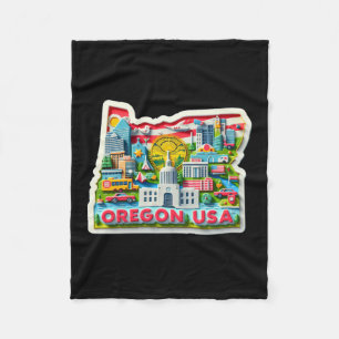 The Oregon State In Usa Sticker Fleece Blanket