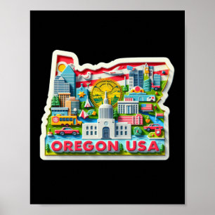The Oregon State In Usa Sticker Poster