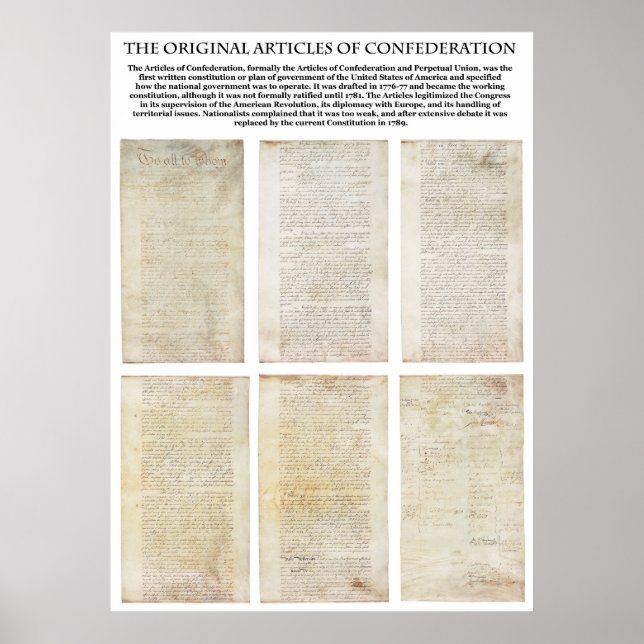 The ORIGINAL American Articles of Confederation Poster (Front)