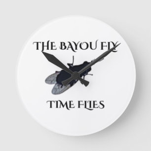 The Original Bayou Fly Time Flies Round Clock