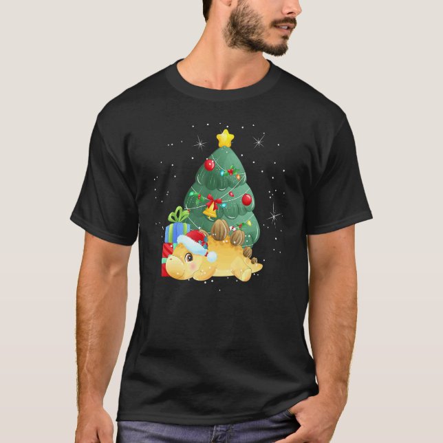The Original Christmas Tree Rex Stegosaurus Dinosa T-Shirt (Front)