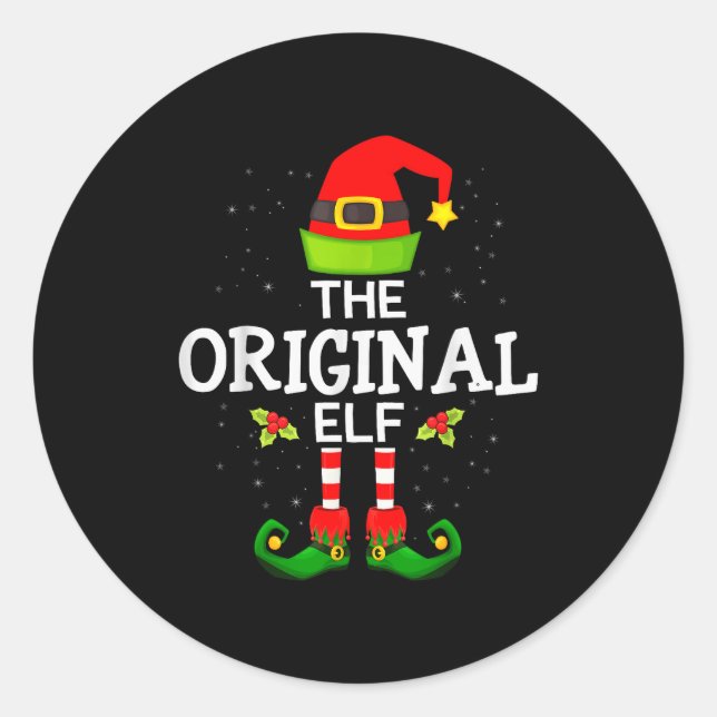 The Original Elf Christmas Family Matching Pajama  Classic Round Sticker (Front)