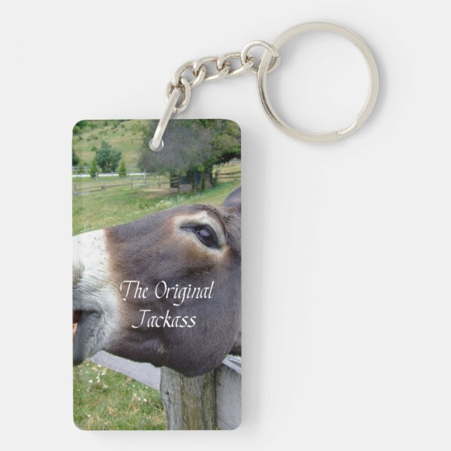 The Original Jackass Funny Donkey Mule Farm Animal Key Ring (Back)