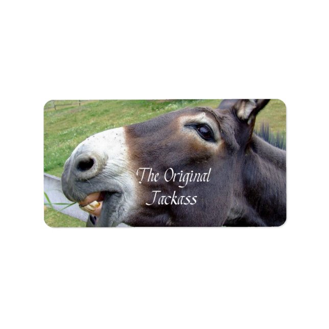The Original Jackass Funny Donkey Mule Farm Animal Label (Front)