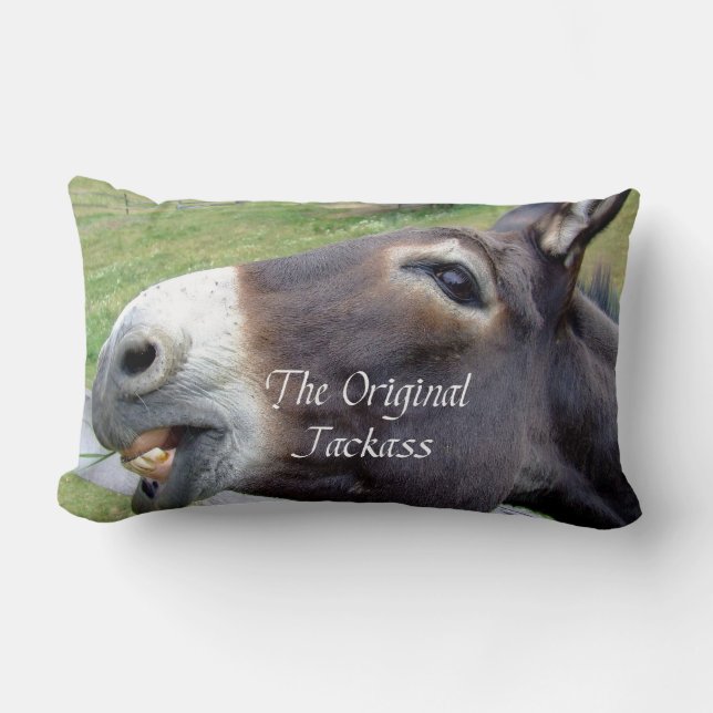 The Original Jackass Funny Donkey Mule Farm Animal Lumbar Cushion (Front)