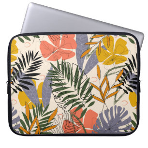 The original pattern with tropical leaves and plan laptop sleeve