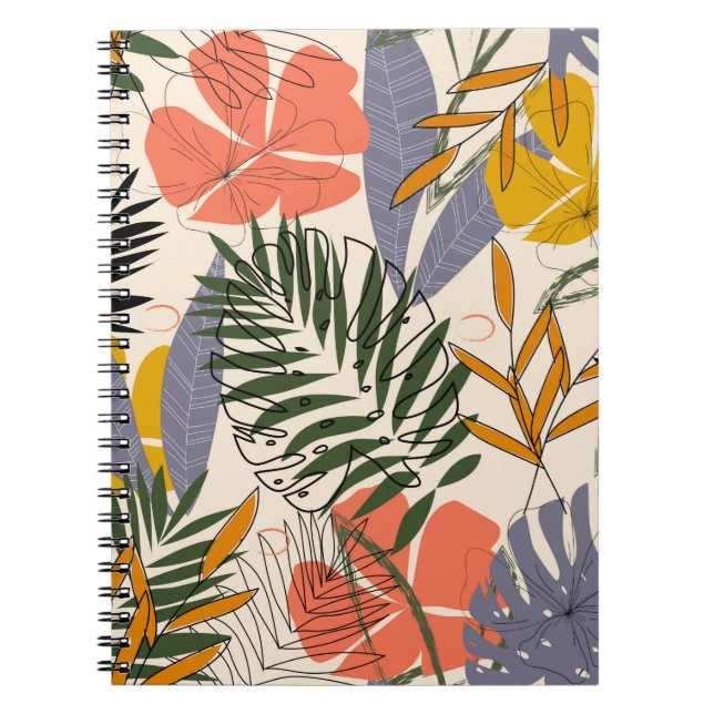The original pattern with tropical leaves and plan notebook (Front)