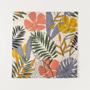 The original pattern with tropical leaves and plan tapestry
