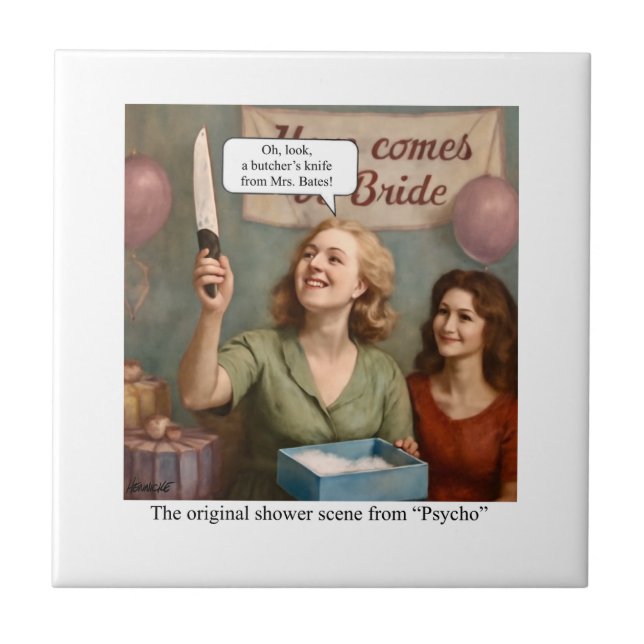 The original shower scene from Psycho. Ceramic Tile (Front)