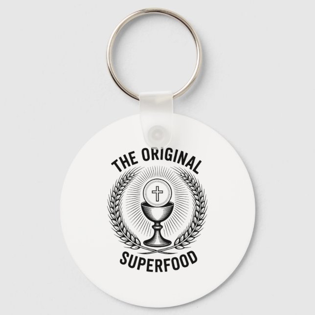 The Original Superfood Eucharist Catholic M  Key Ring (Front)