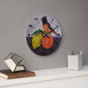 The Oriole's Restful Pose Painting by Alfred Fox Large Clock