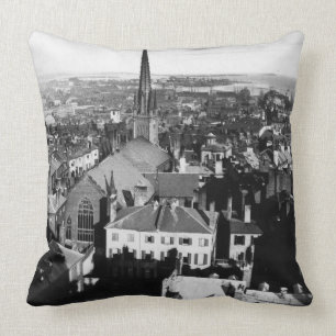 The ornamented spire of a church in Boston Cushion