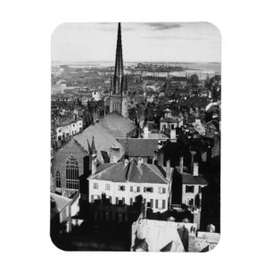 The ornamented spire of a church in Boston Magnet