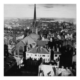 The ornamented spire of a church in Boston Poster
