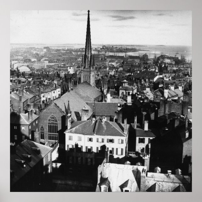 The ornamented spire of a church in Boston Poster (Front)