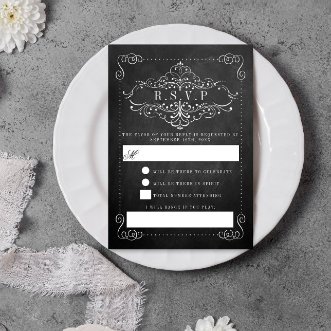 The Ornate Chalkboard Wedding Collection RSVP Card (Creator Uploaded)