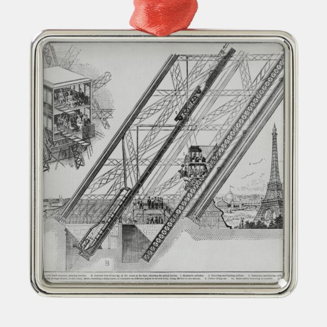 The Otis Elevator in the Eiffel Tower Metal Tree Decoration (Front)