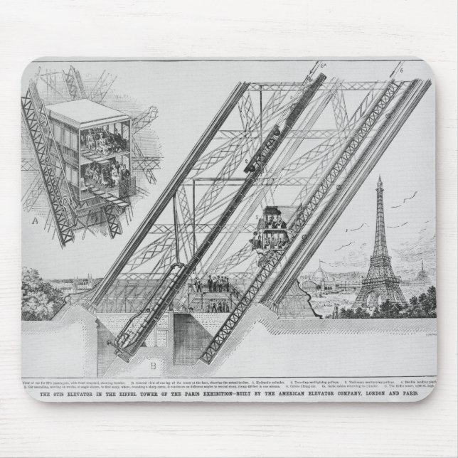 The Otis Elevator in the Eiffel Tower Mouse Pad (Front)