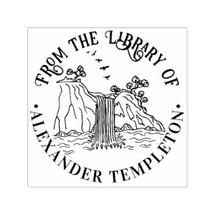 The Outdoors: Mountain Waterfall Library Book Name Self-inking Stamp