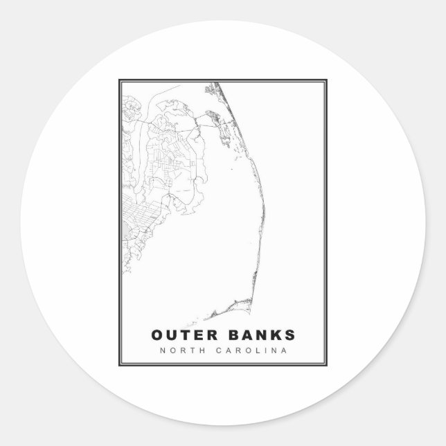 The Outer Banks Map Classic Round Sticker (Front)