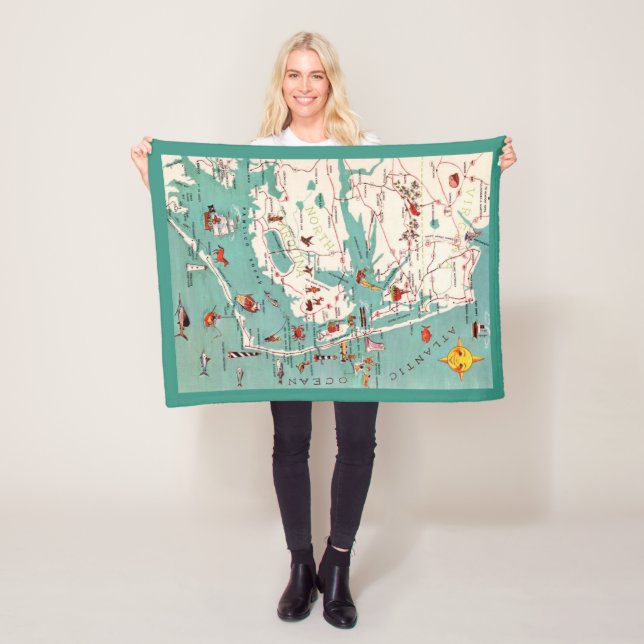 The Outer Banks Map Fleece Blanket (In Situ)