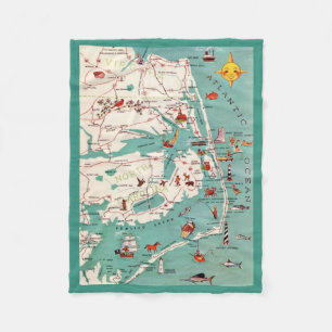 The Outer Banks Map Fleece Blanket