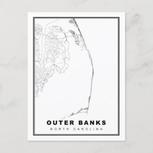 The Outer Banks Map Holiday Postcard