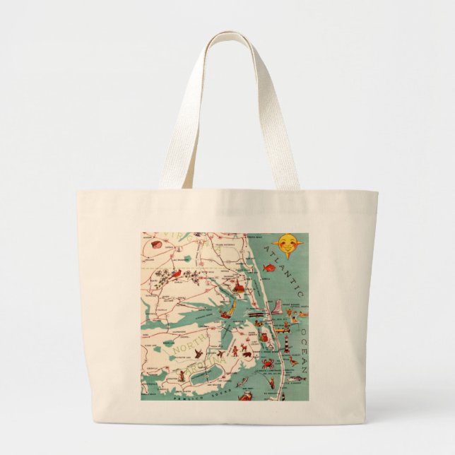 The Outer Banks Map Large Tote Bag (Front)