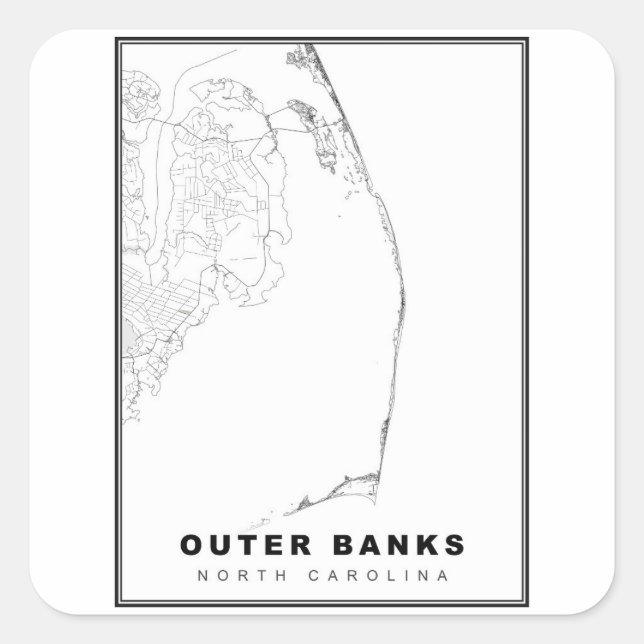 The Outer Banks Map Square Sticker (Front)