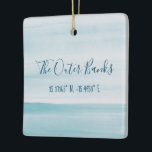 The Outer Banks Personalised Ornament<br><div class="desc">Gorgeous beach blue watercolor highlights latitude and longitude of the Outer Banks,  North Carolina.  Personalise the back with your family memories.</div>