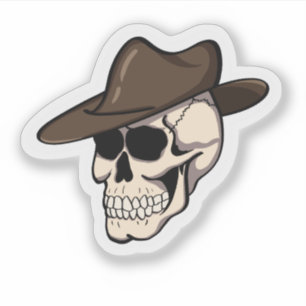 The Outlaw Skull Cowboy Hat Skull Sticker