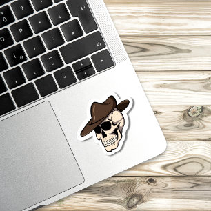 The Outlaw Skull   Cowboy Hat Skull Sticker
