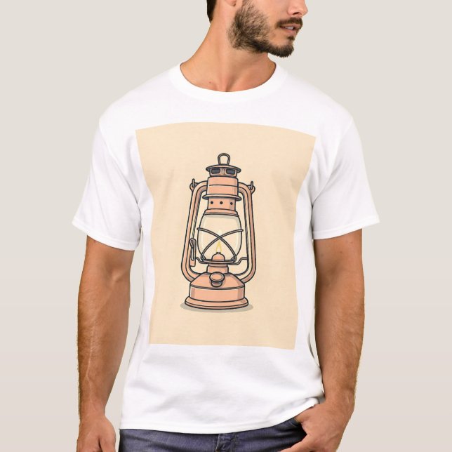 The outline of a traditional kerosene lamp, its gl T-Shirt (Front)