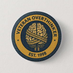The "OVERTHINKING" Merit Badge Button