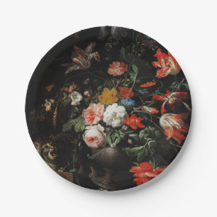 The Overturned Bouquet by Abraham Mignon Paper Plate