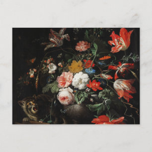 The Overturned Bouquet by Abraham Mignon Postcard
