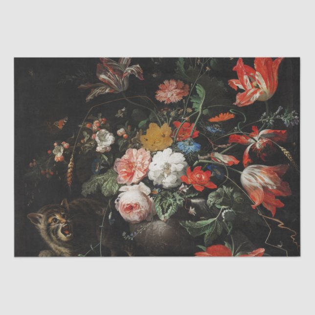 The Overturned Bouquet by Abraham Mignon Tissue Paper (Front)