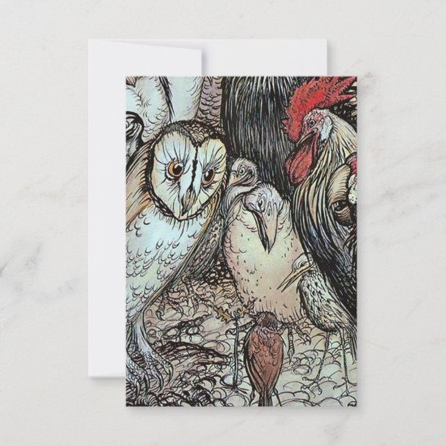 “The Owl and the Birds” by Arthur Rackham RSVP Card (Front)