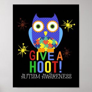 The Owl Give A Hoot Autism Awareness For Kid Women Poster
