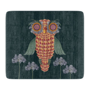 The Owl of wisdom and flowers Cutting Board